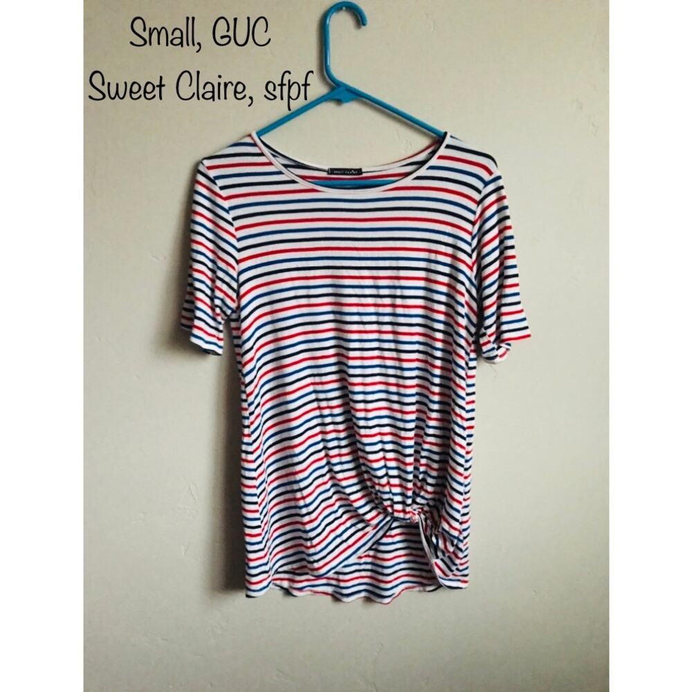 Sweet Claire Striped Twist Knot Blouse